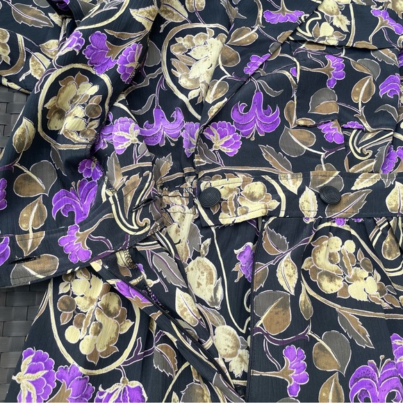 Vintage 80s Jumpsuit Floral Brocade Power Purple Gold 6 - Picture 9 of 12